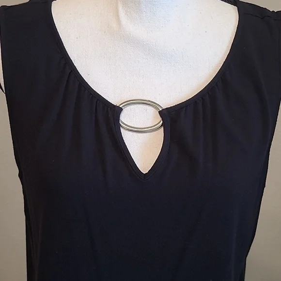 Black Summer Lg Dressy Blouse Sleeveless - Picture 2 of 5